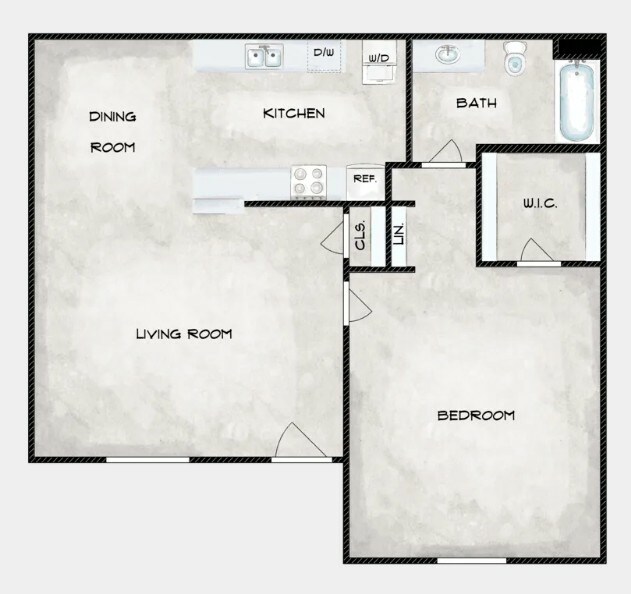 One Bedroom/One Bath 205 floor plan